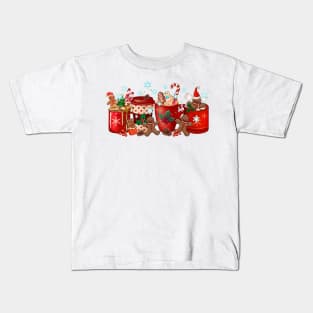 Christmas Candy Canes and Coffee Kids T-Shirt